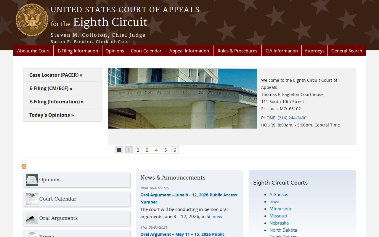 Kiester court docket Eighth Circuit federal appellate boundary