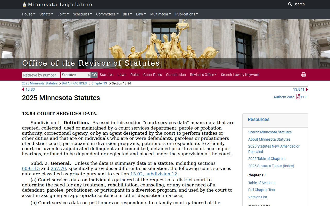 Kiester court docket Minnesota court-services data access limits